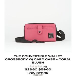 Ihkwip convertible wallet crossbody with card case- coral blush